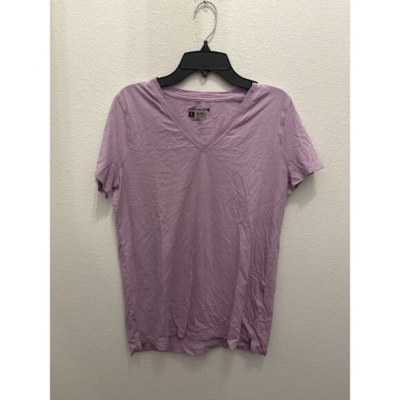 Carhartt Women's Relaxed Fit Casual Purple V Neck T Shirt Size S (4-6) - Picture 1 of 4